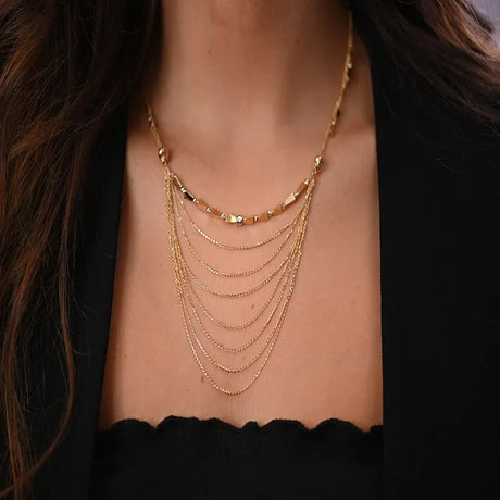 18K Gold Eight Layer Statement Necklace