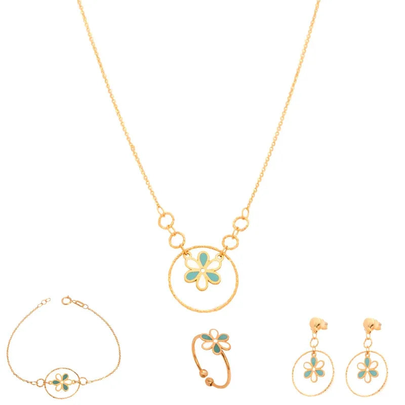 18K Gold Flower Hoop Earrings for Kids