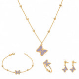 18K Gold Kids' Jewelry Set With Butterfly & Ball Design
