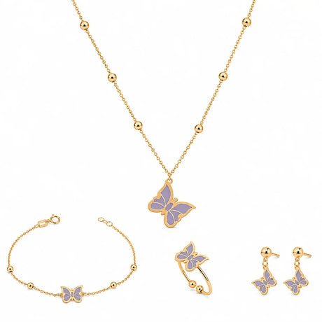 18K Gold Kids' Jewelry Set With Butterfly & Ball Design