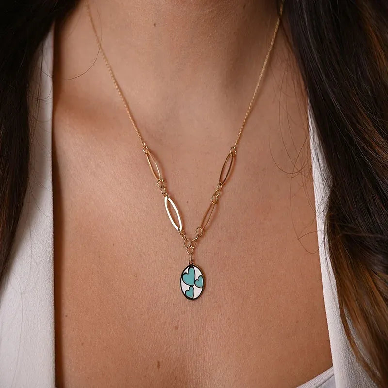 18K Gold Pendant with Heart Interior