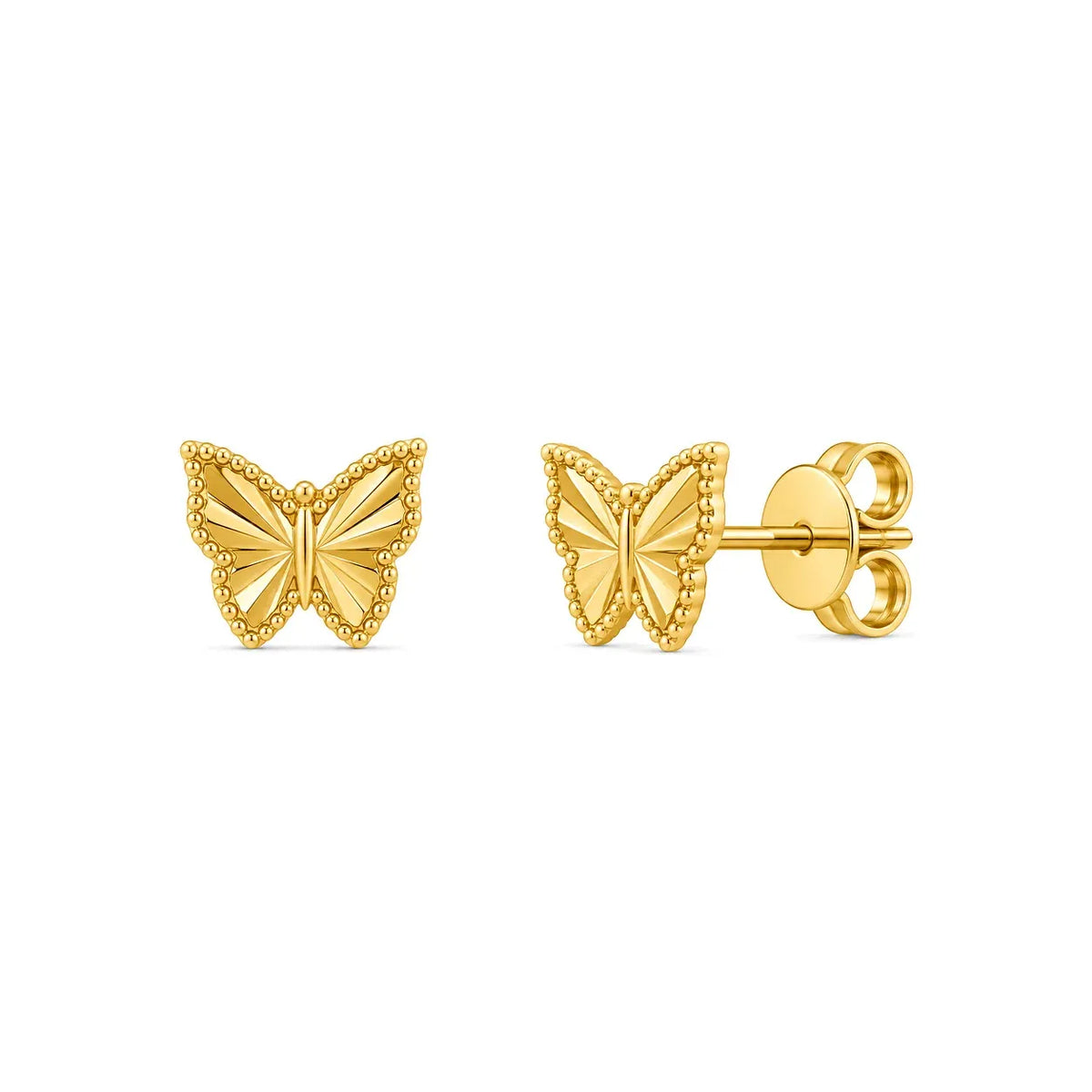 18K Gold Earrings with Butterfly Wings Design
