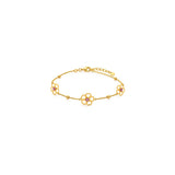 18K Gold Kids Set with Flower Design and Pink Stone