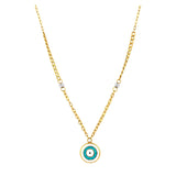 18K Gold Pendant with Enchantress Eye Design In Blue