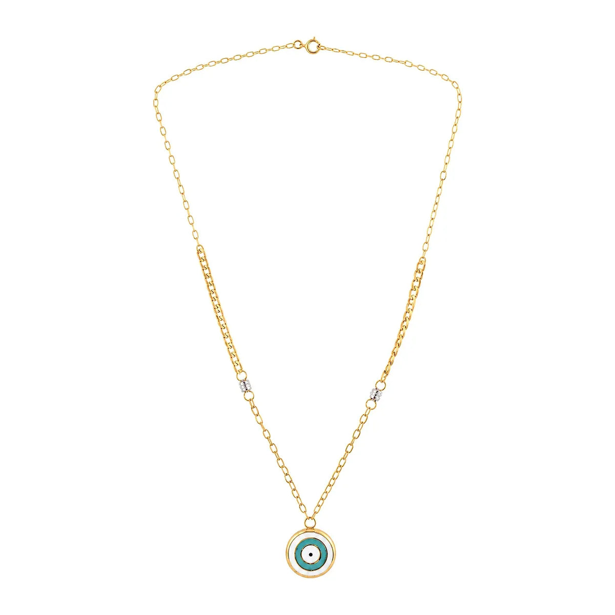 18K Gold Pendant with Enchantress Eye Design In Blue