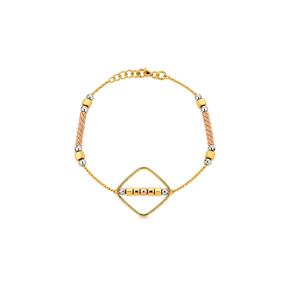 18K Gold Half Set with Y-Pendant and Small Circles Design