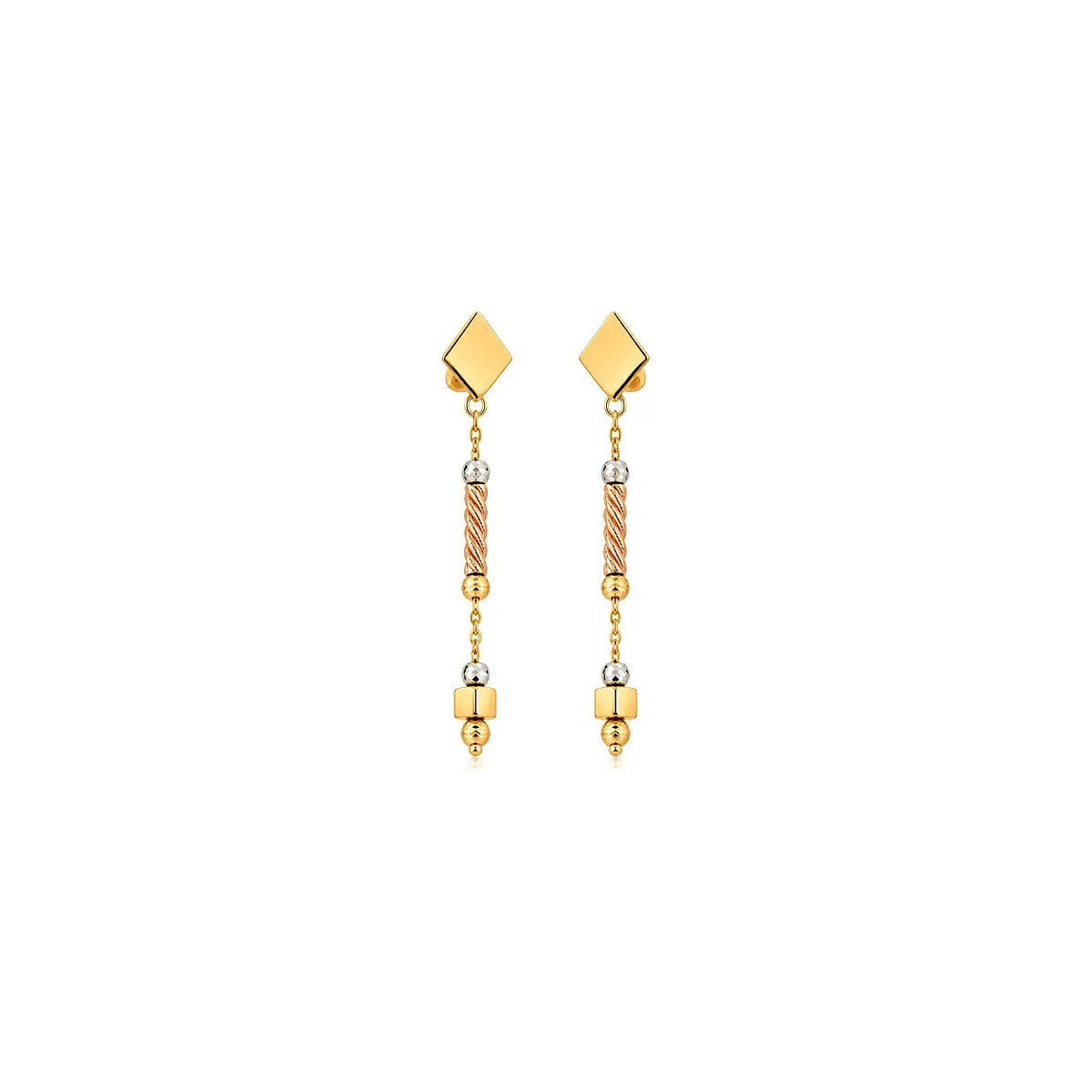 18K Gold Half Set with Y-Pendant and Small Circles Design