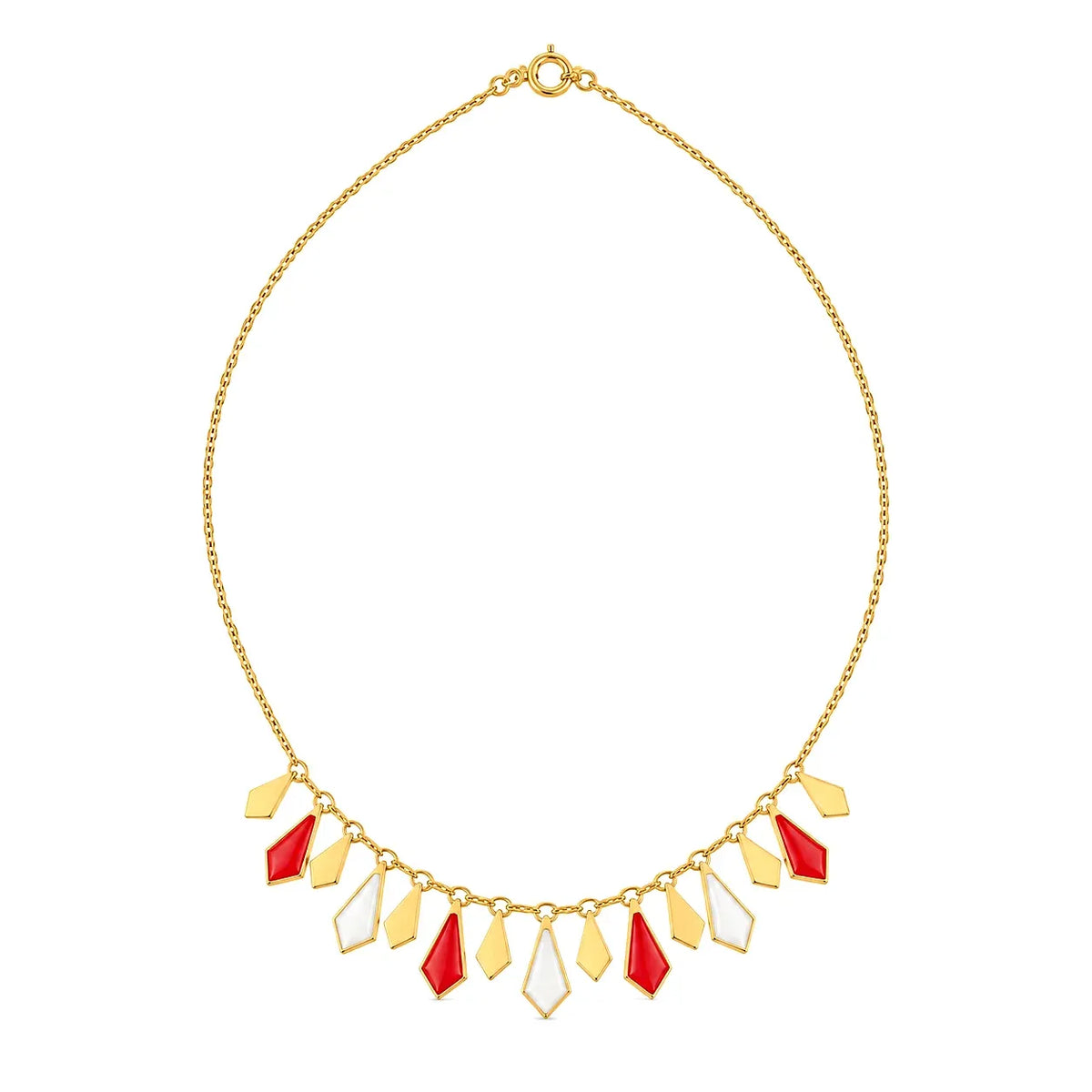 18K Gold Half Set with Geometric Design in Red