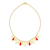18K Gold Half Set with Geometric Design in Red