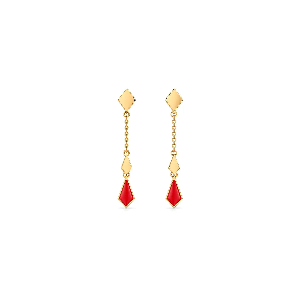 18K Gold Half Set with Geometric Design in Red