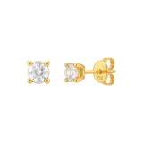 18K Gold Earrings with Small Square Stone Design