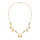 18K Gold Pendant with Touches Drops Design In Turquoise