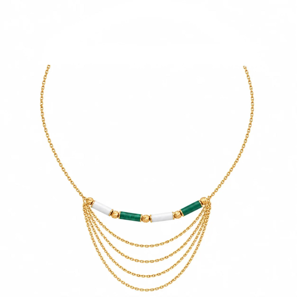 18K Gold Pendant with Layered Gradient Rectangular Design In Green