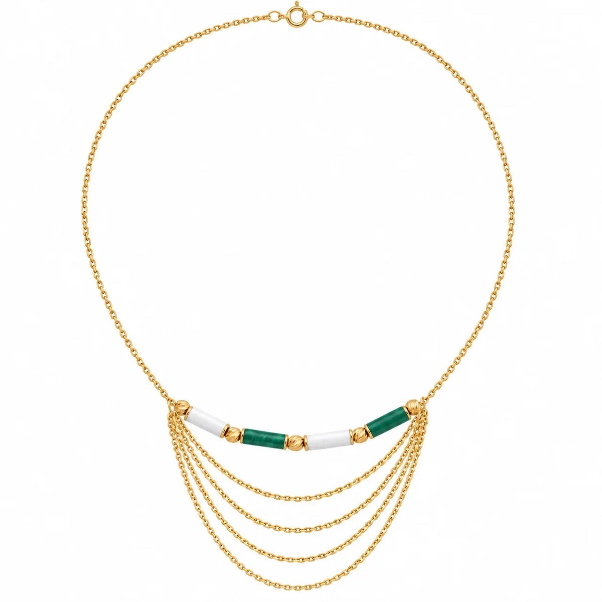 18K Gold Pendant with Layered Gradient Rectangular Design In Green