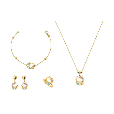 18K Gold Kids' Jewelry Set With Kitty Design