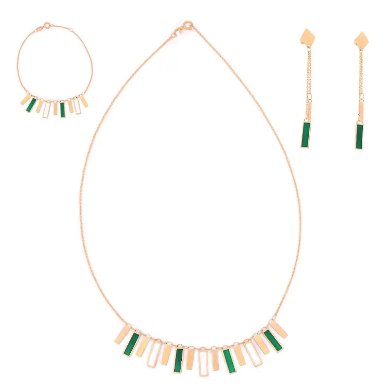 18K Gold Half Set In Green