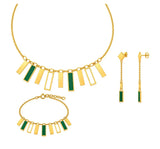 18K Gold Half Set with Green Rectangular Charms