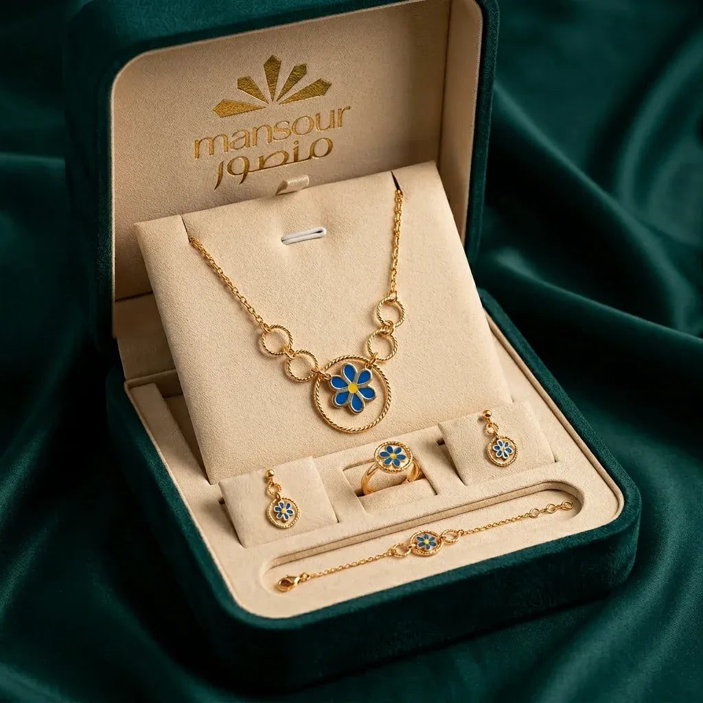 18K Gold Set, Blooming Flower