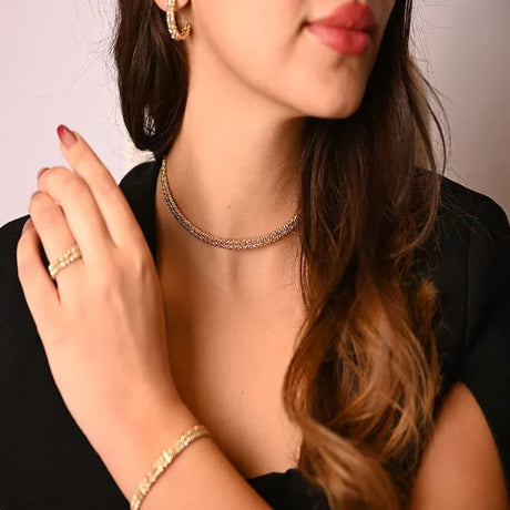18k gold elegant choker set