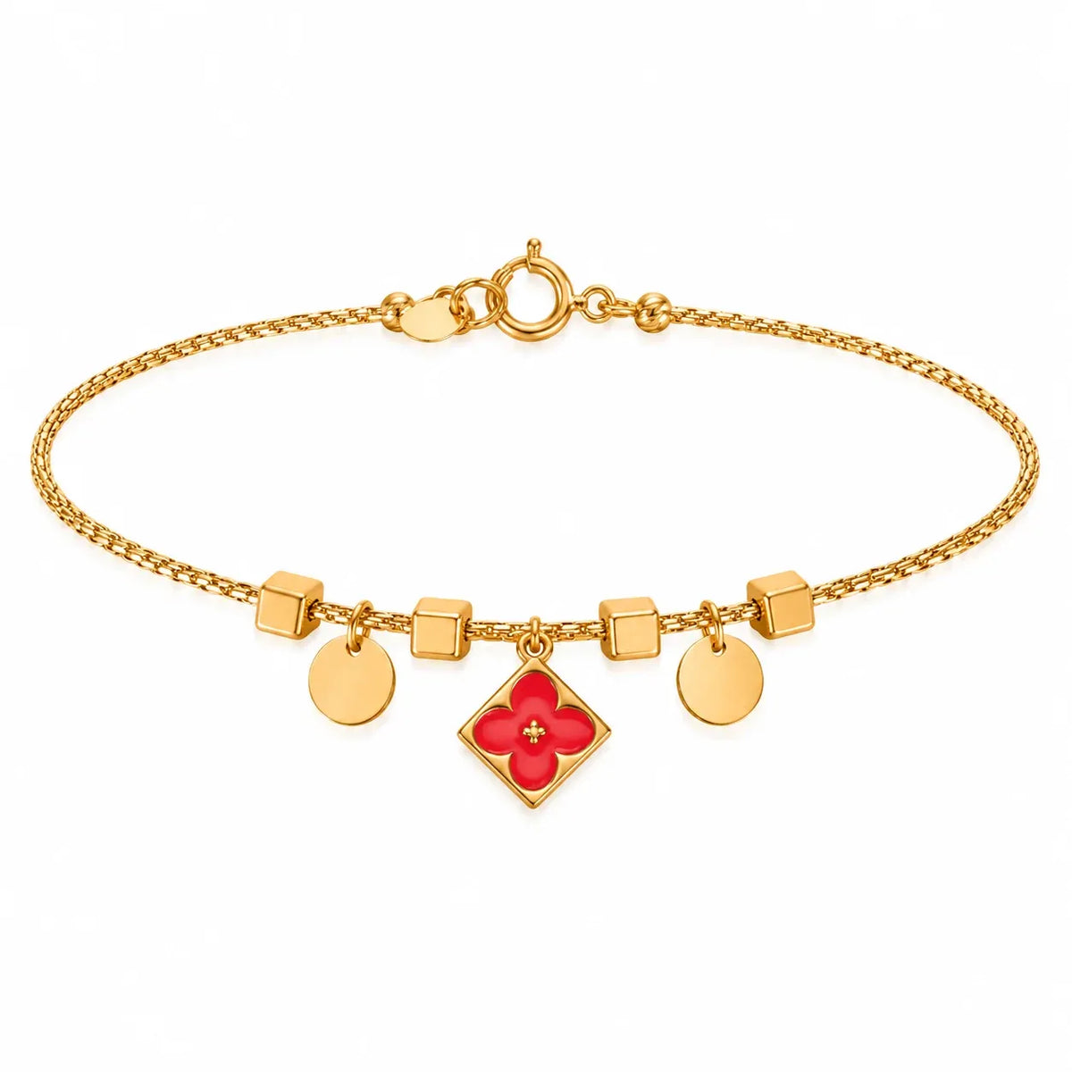 18K Gold Kids Bracelet Pink Rose Design