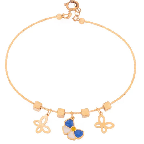 18K Gold Kids Bracelet with Floral Butterfly Design