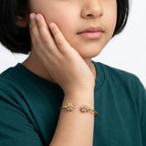 18K Gold Kids Bracelet with Colourful Rose Ends