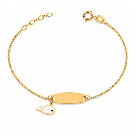 18K Gold Kids Chain Bracelet with Fish Design