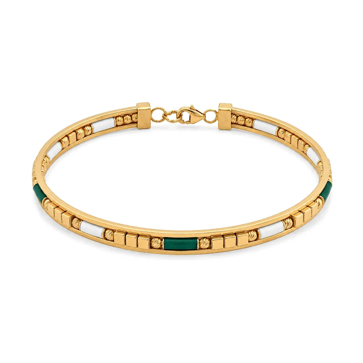 18K Gold Bracelet Colorful Charms Design