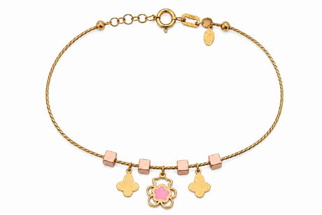 18K Gold Kids bracelet with Colorful Teddy bear