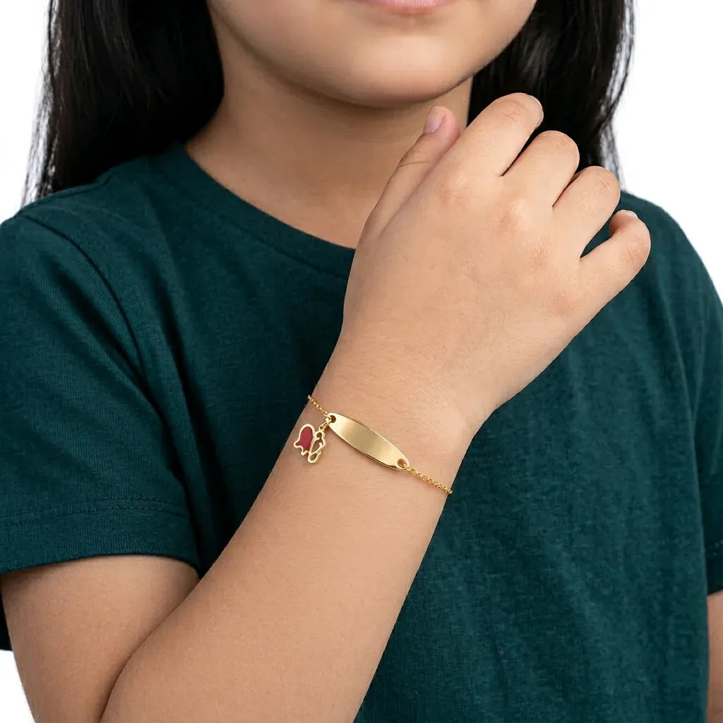 18K Gold Kids Chain Bracelet with Colourful Elephant