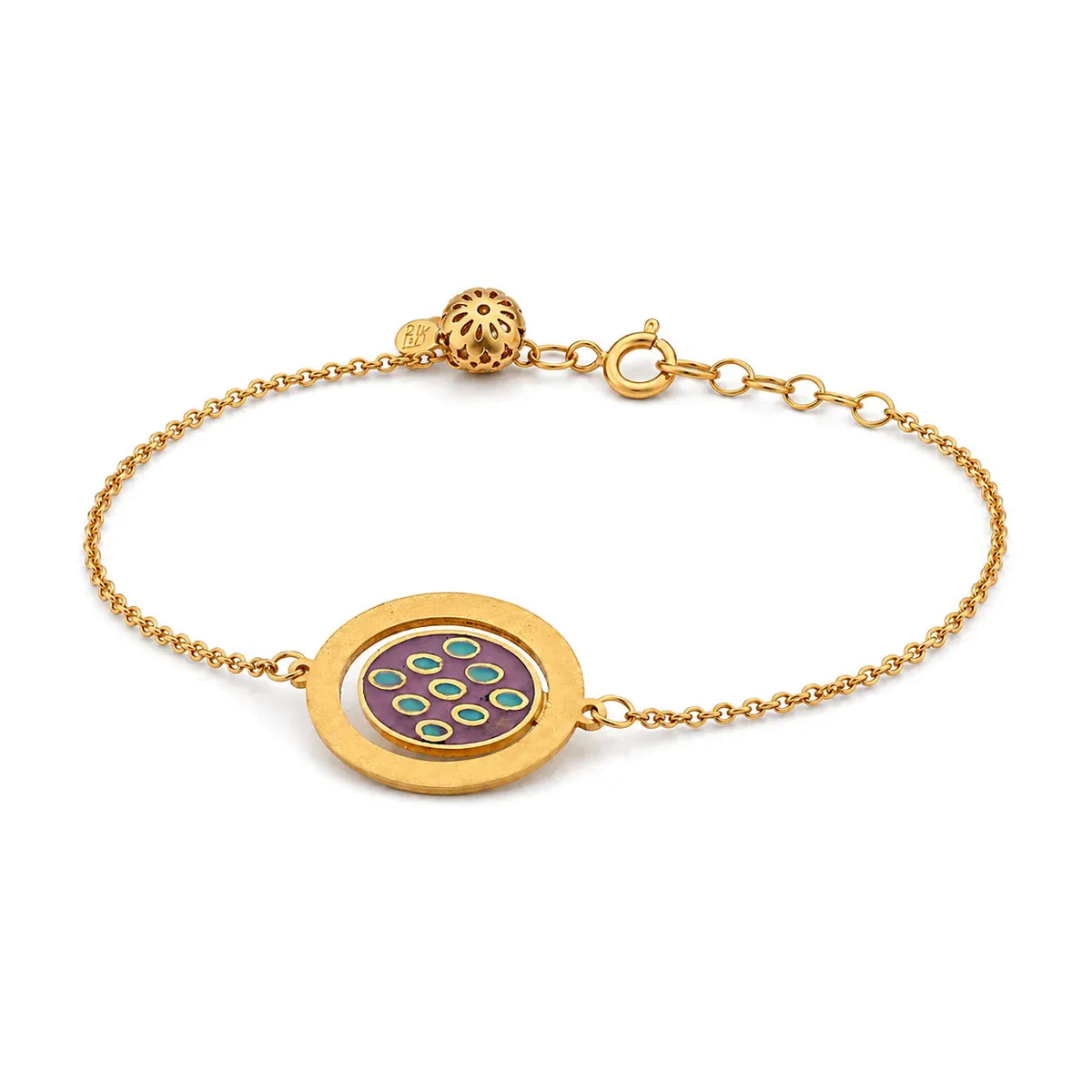18K Chain Bracelet with Ornate Oval Design