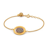 18K Chain Bracelet with Ornate Oval Design