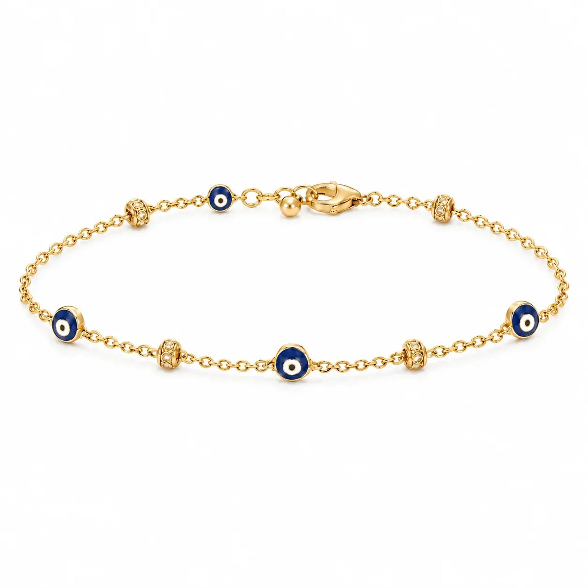 18K Chain Bracelet with Eye Design In Blue