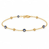 18K Chain Bracelet with Eye Design In Blue
