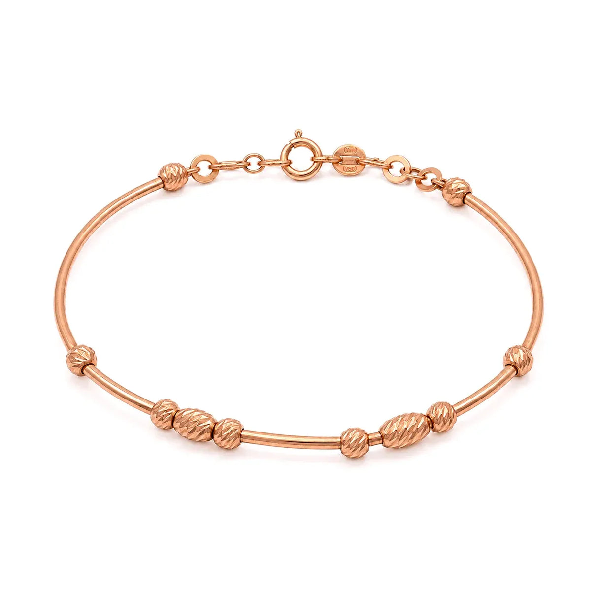 18K Gold Bracelet Tri-Color Beads Design