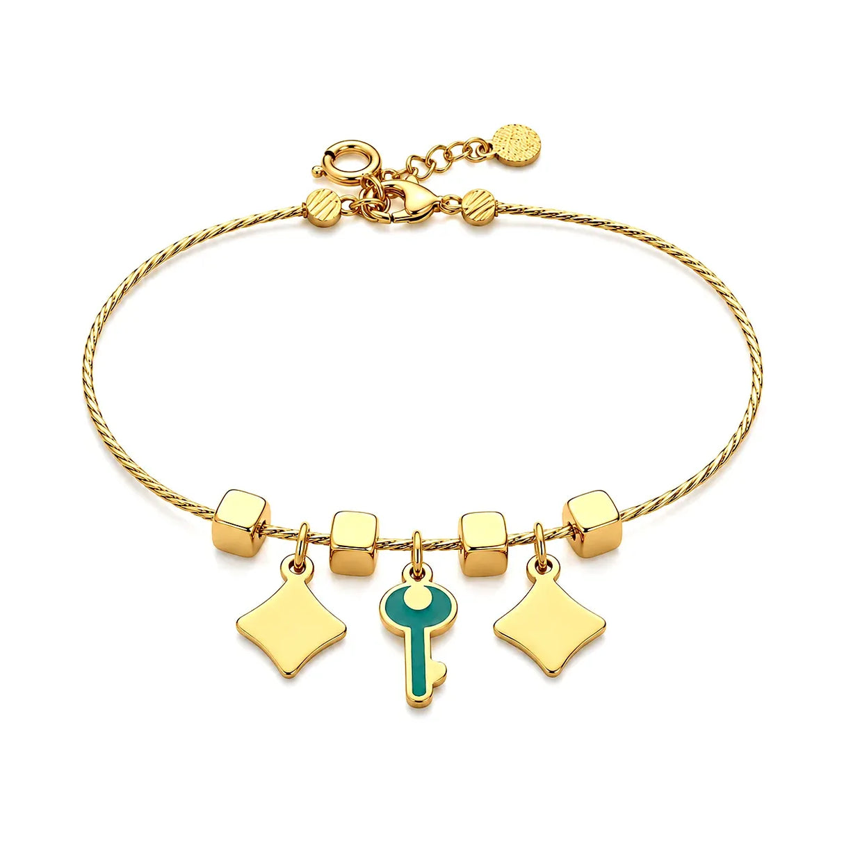 18K Gold Kids Bracelet Key Charms Design