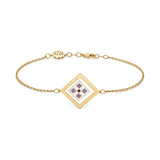 18K Chain Bracelet with Square Geometric Design In Pink