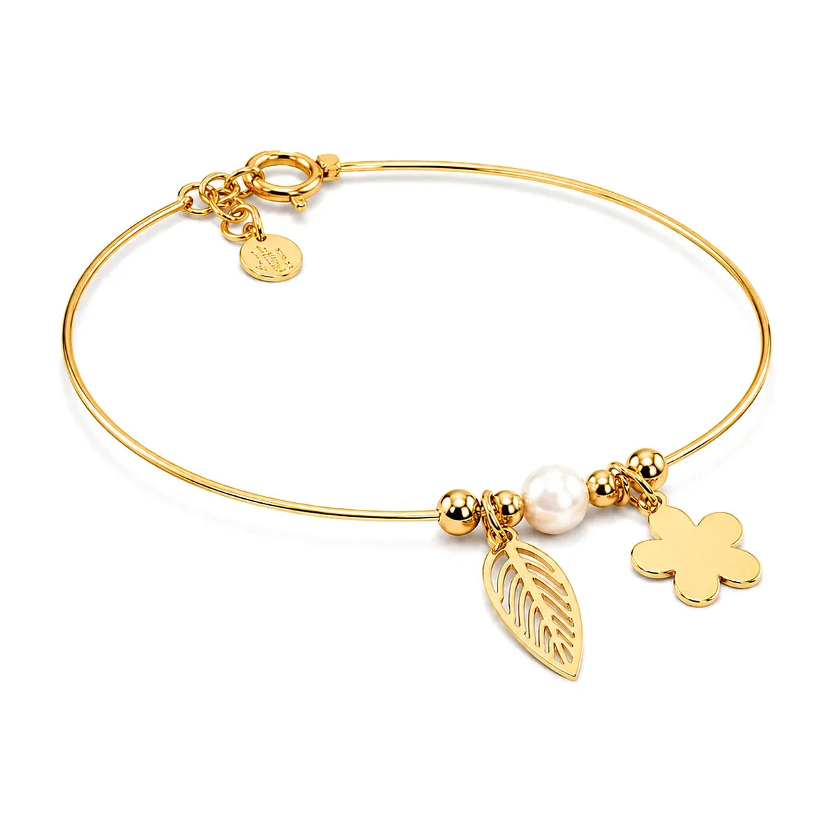 18K Gold Bracelet White Pearl Design