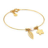 18K Gold Bracelet White Pearl Design