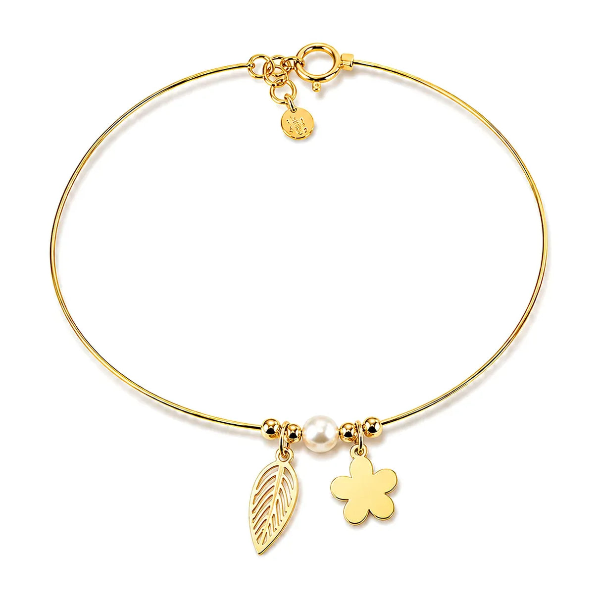 18K Gold Bracelet White Pearl Design