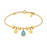 18K Gold Kids Bracelet Water Drop and Rose Design