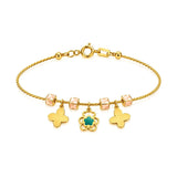 18K Gold Kids Bracelet Colorful Butterfly Charm Design