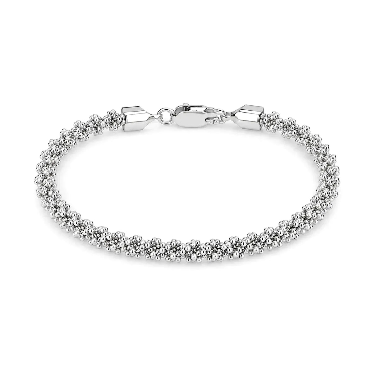 18K White Gold Chain Bracelet with Bead Design