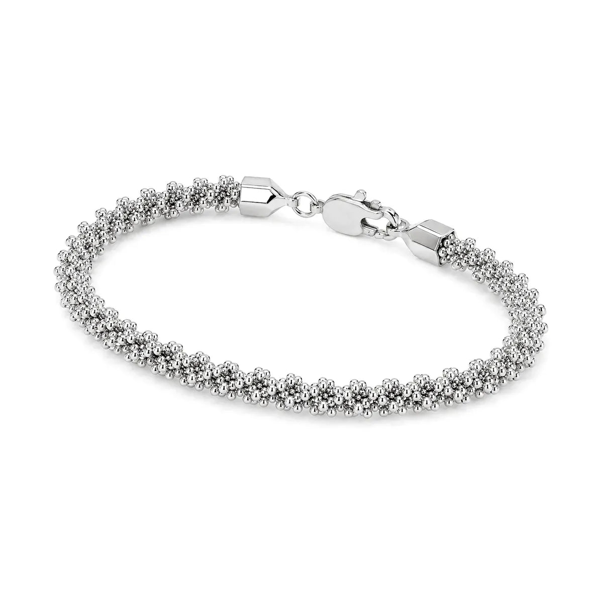 18K White Gold Chain Bracelet with Bead Design