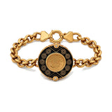 21K Chain Bracelet with Elegant Ornate Design In Black