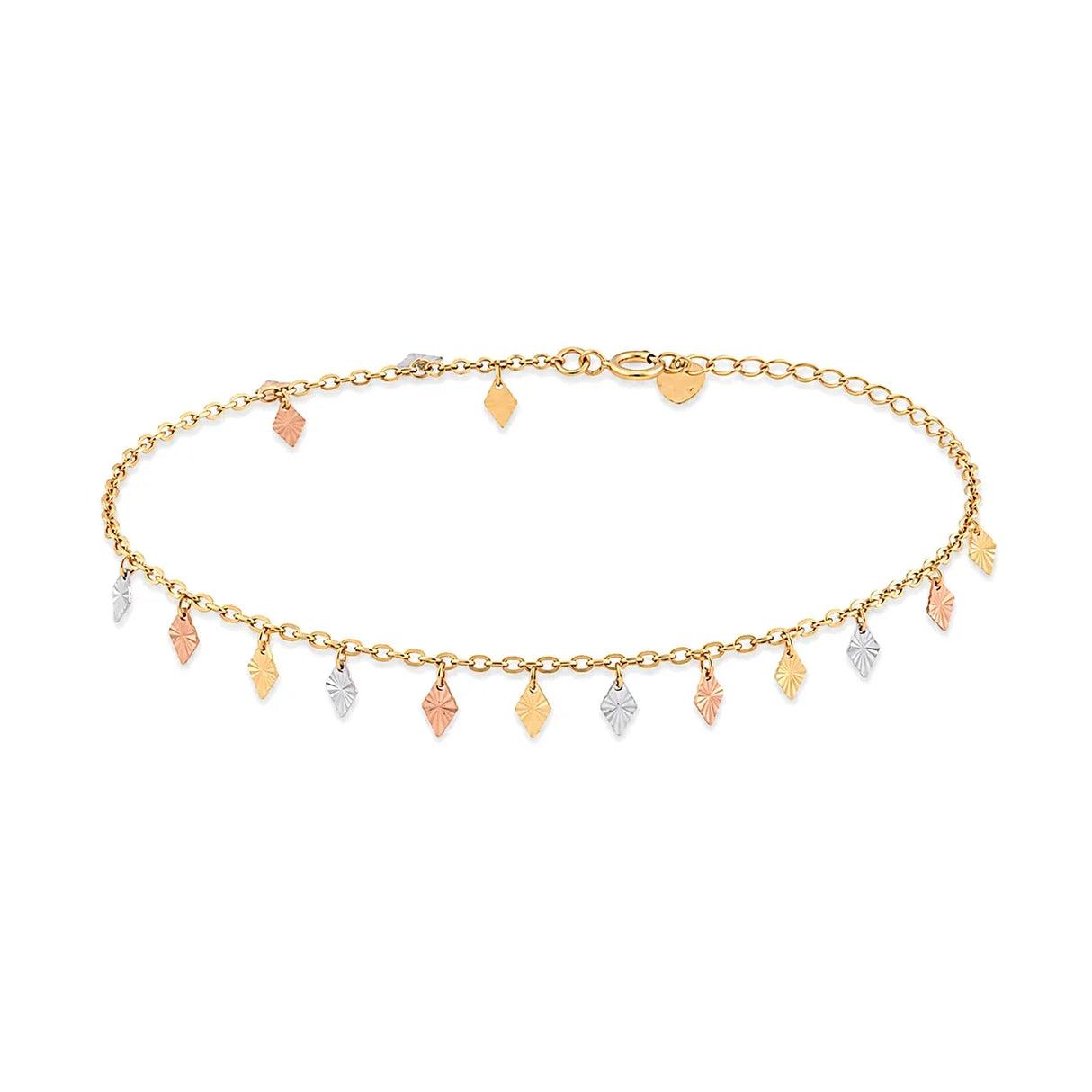 18K Chain Bracelet with Leaves Design