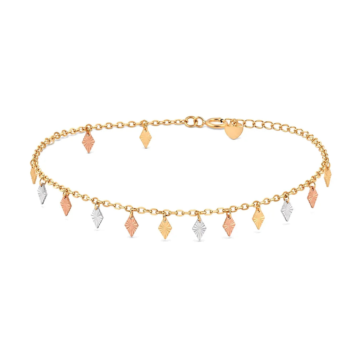 18K Chain Bracelet with Leaves Design