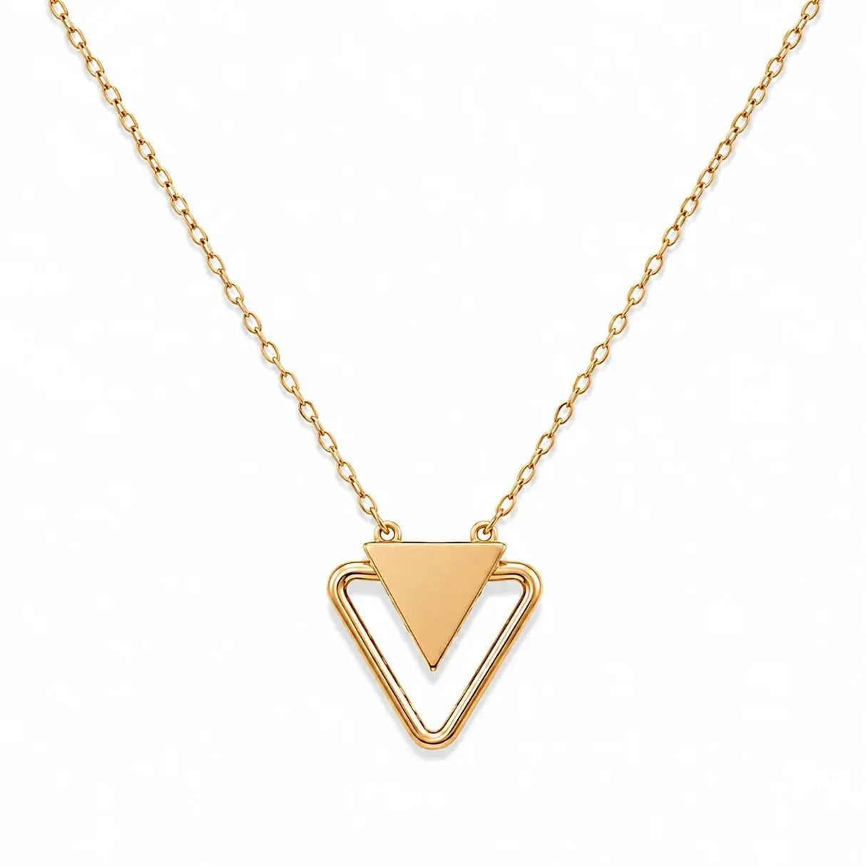 18K Gold Necklace With Triangle Pendant