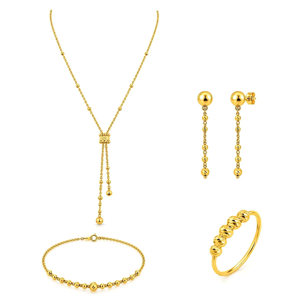 18K Gold Set with Flowing Ball Design