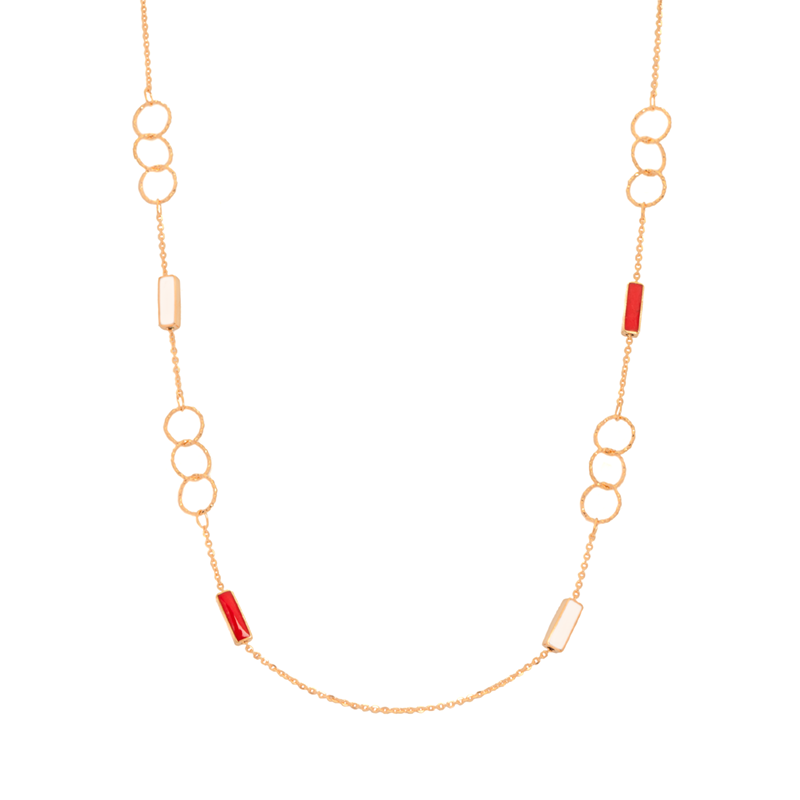 عقد ذهب عيار 18 بتصميم حلقات متكررة